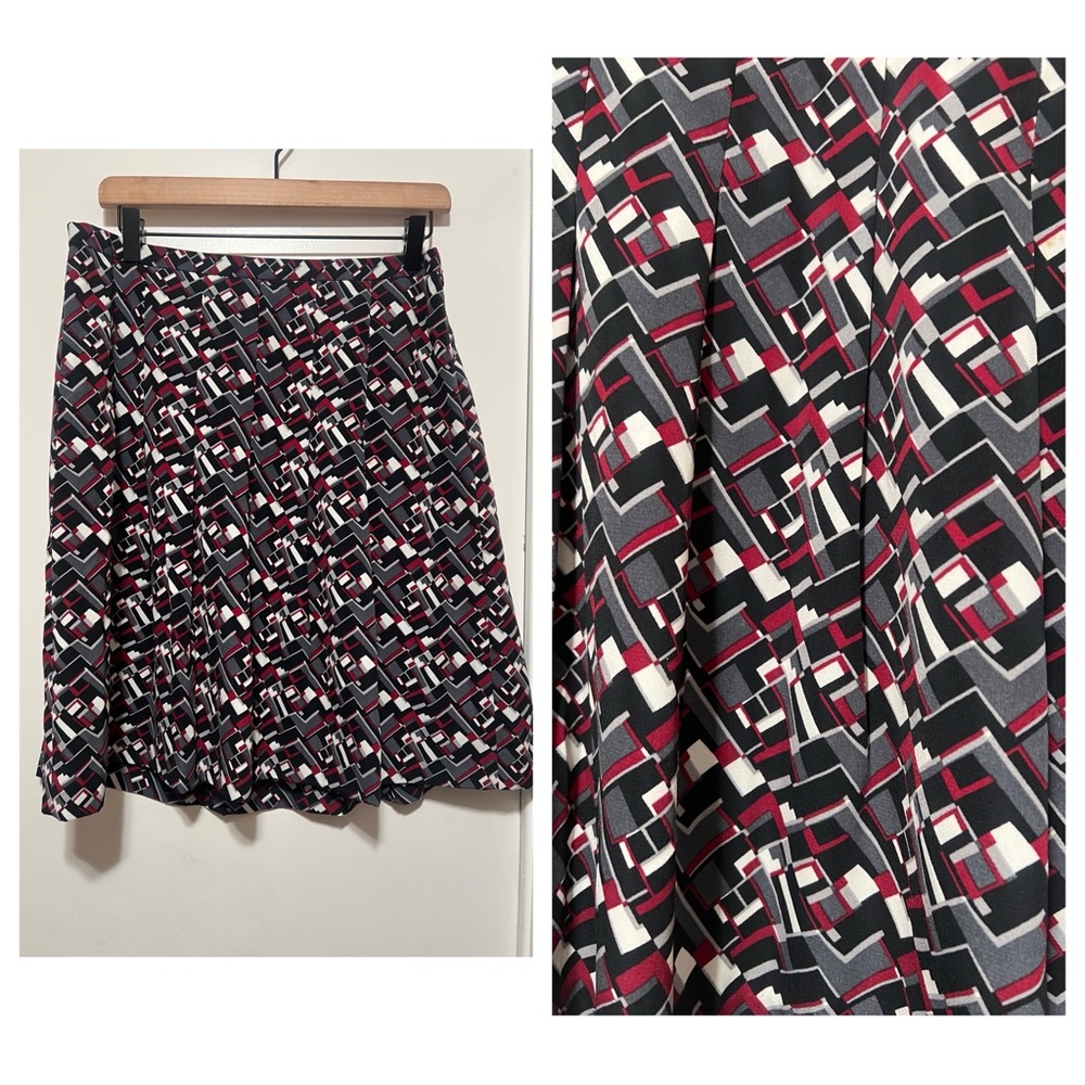 Ann Taylor Pleated A-line Skirt Size 6 Geometric Print Lined